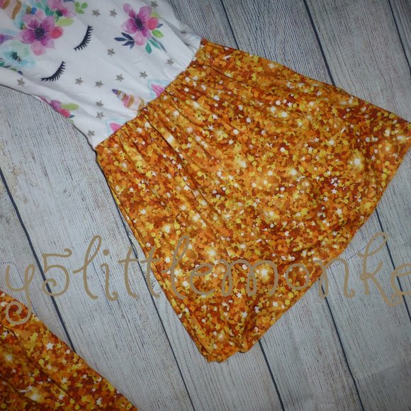 Boutique Be a Unicorn Girls Ruffle Sleeve Outfit - Picture 5 of 6